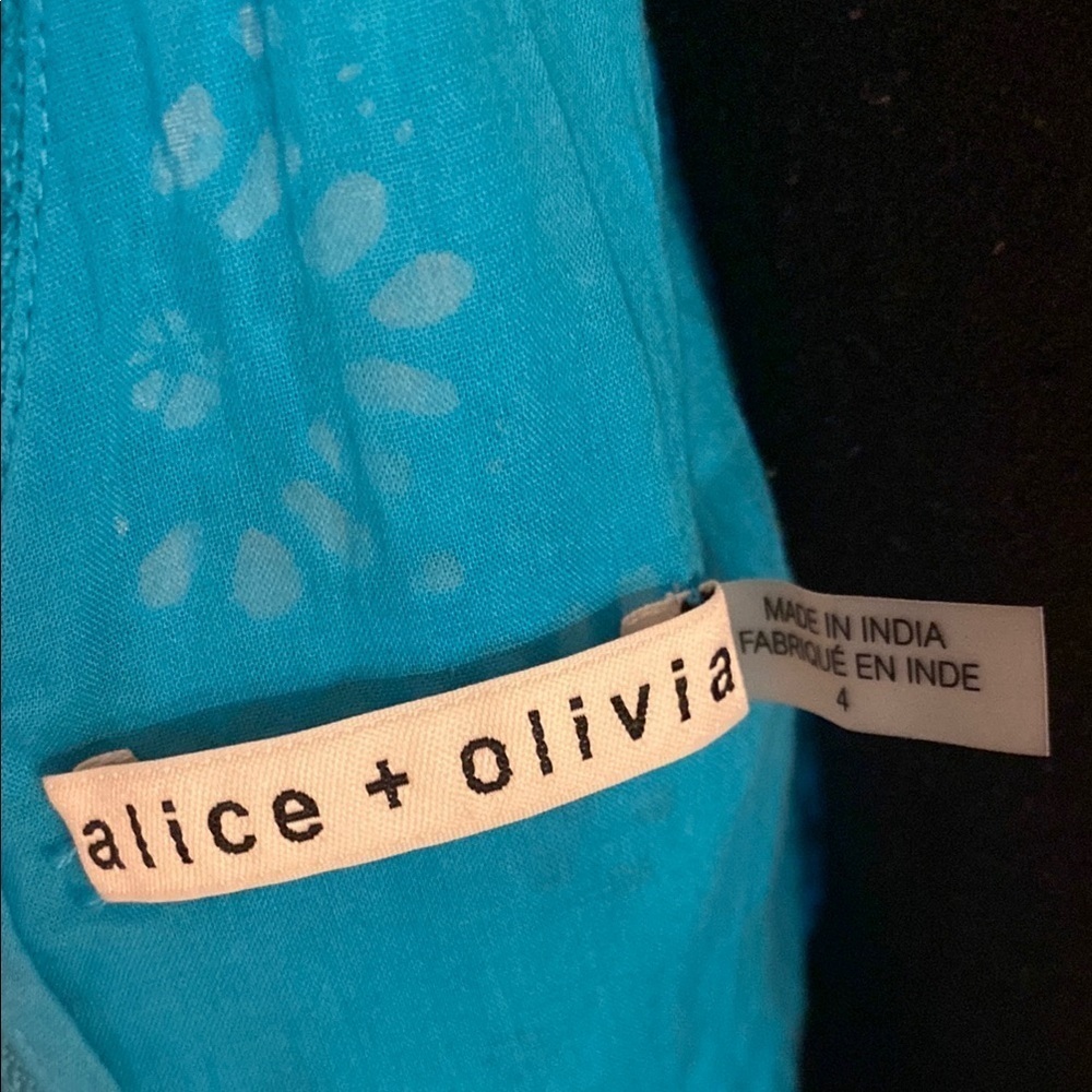 Alice+Olivia dress size 4Turquoise Blue Tiered Ruffled V-Neck Sundress - Picture 7 of 8
